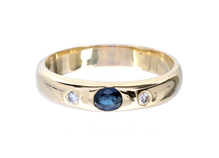 Geestig Kostuum zeevruchten Prachtige Gouden Illusion Ring 18K met 0.20 Ct Saffier & 0.10 Ct Diamant -  Kleen Edelmetalen